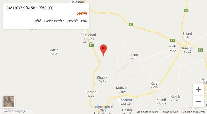 روستای بقچیر بر روی نقشه