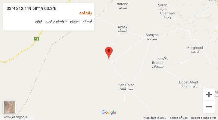 روستای بغداده بر روی نقشه