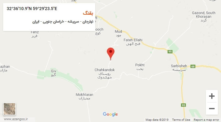 روستای بقنگ بر روی نقشه