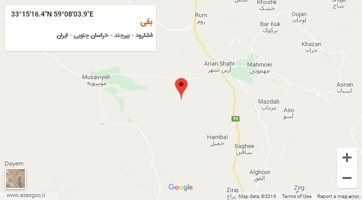 روستای بقی بر روی نقشه
