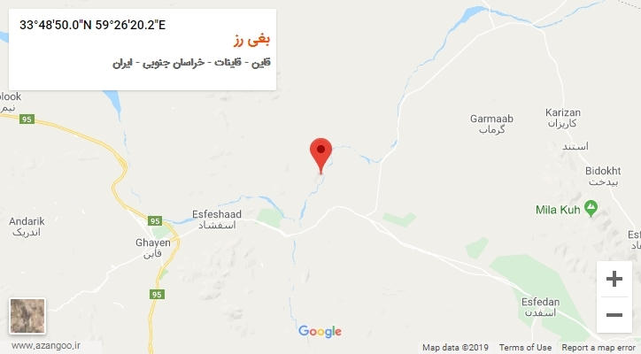 روستای بغی رز بر روی نقشه