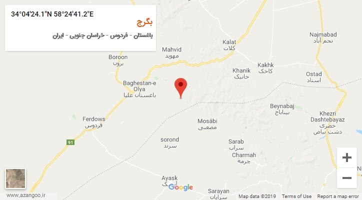 روستای بگرج بر روی نقشه