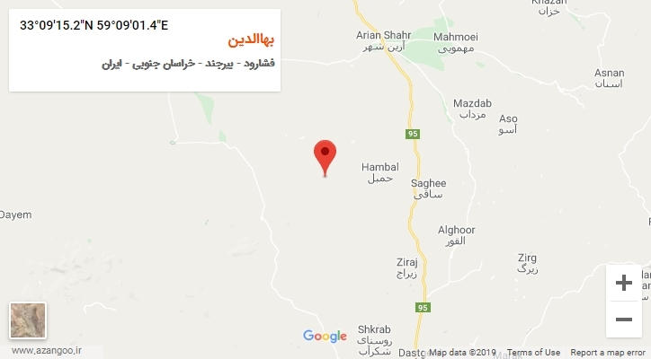 روستای بهاالدین بر روی نقشه