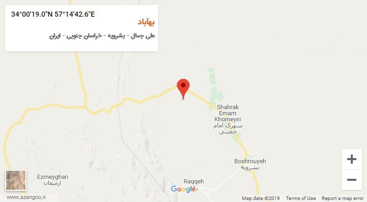 روستای بهآباد بر روی نقشه