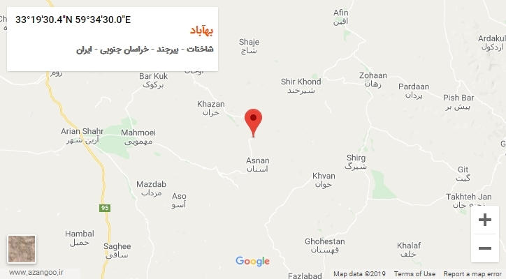 روستای بهآباد بر روی نقشه