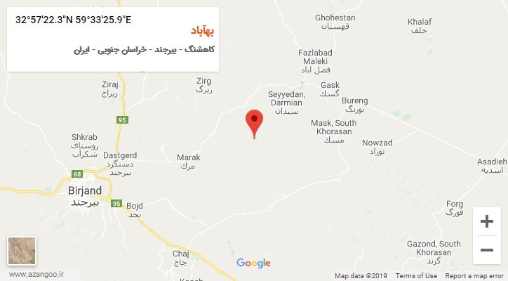 روستای بهآباد بر روی نقشه