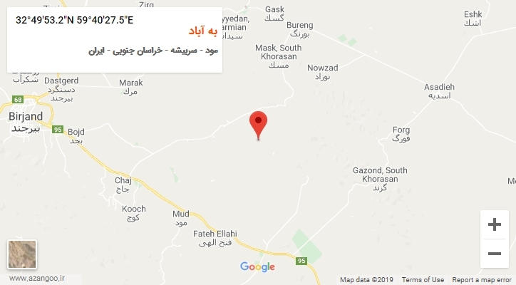 روستای به آباد بر روی نقشه
