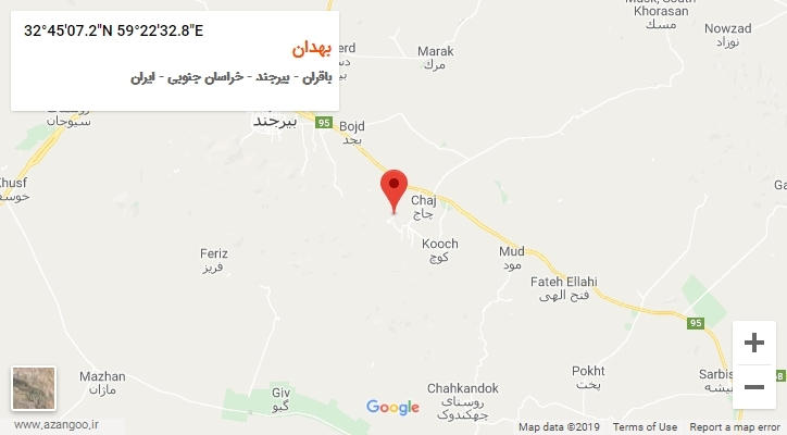 روستای بهدان بر روی نقشه