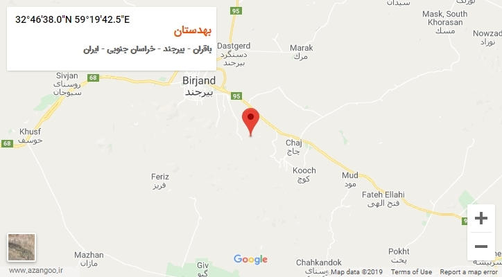 روستای بهدستان بر روی نقشه