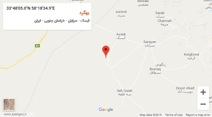 روستای بهگرد بر روی نقشه