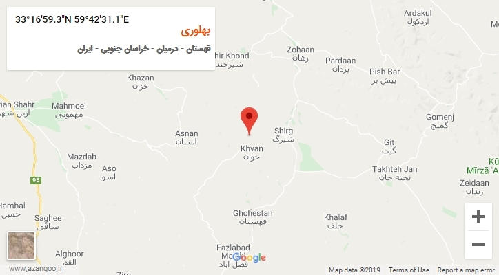 روستای بهلوری بر روی نقشه