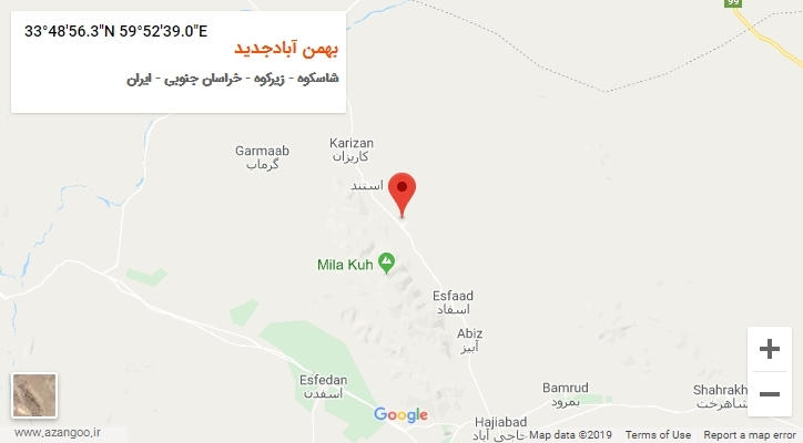 روستای بهمن آبادجدید بر روی نقشه