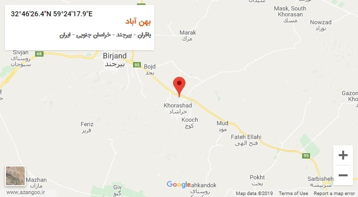 روستای بهن آباد بر روی نقشه