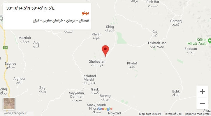 روستای بهنو بر روی نقشه