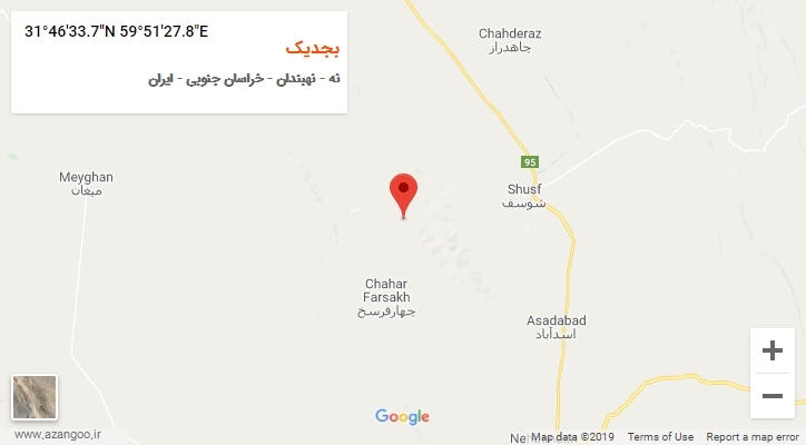 روستای بجدیک بر روی نقشه
