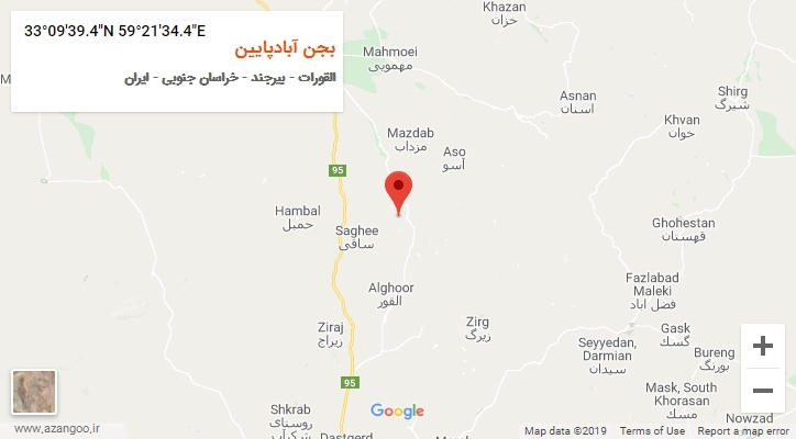 روستای بجن آبادپایین بر روی نقشه