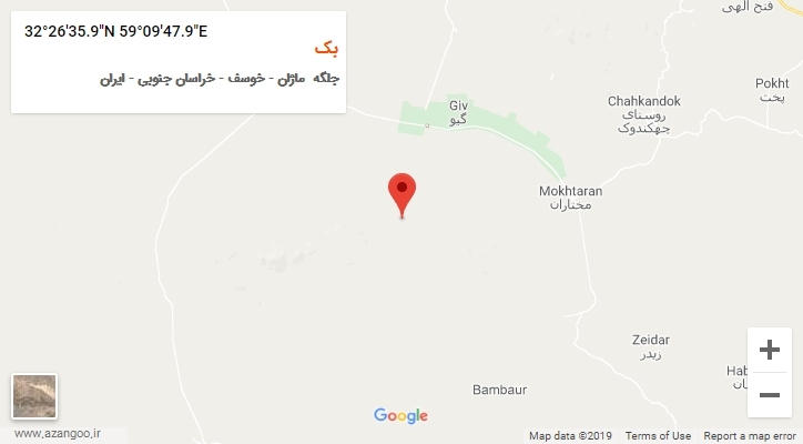 روستای بک بر روی نقشه