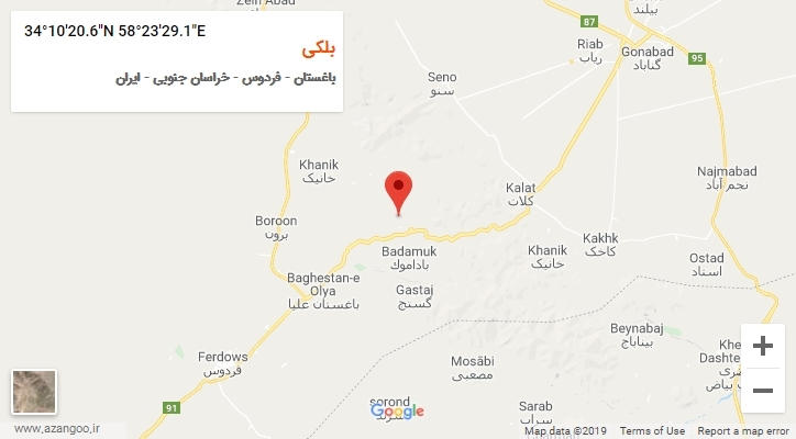 روستای بلکی بر روی نقشه