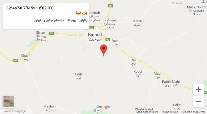 روستای بن بید بر روی نقشه
