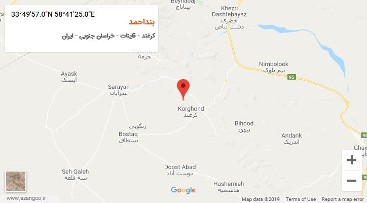 روستای بنداحمد بر روی نقشه