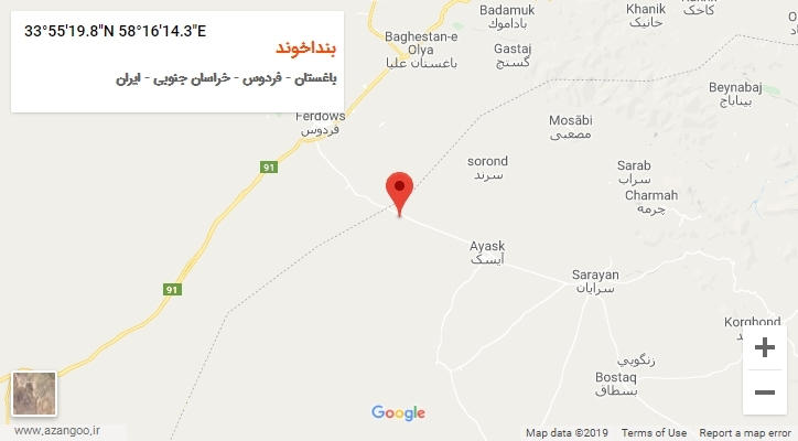 روستای بنداخوند بر روی نقشه