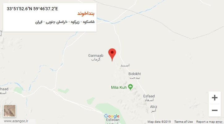 روستای بنداخوند بر روی نقشه