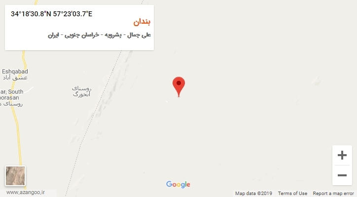 روستای بندان بر روی نقشه