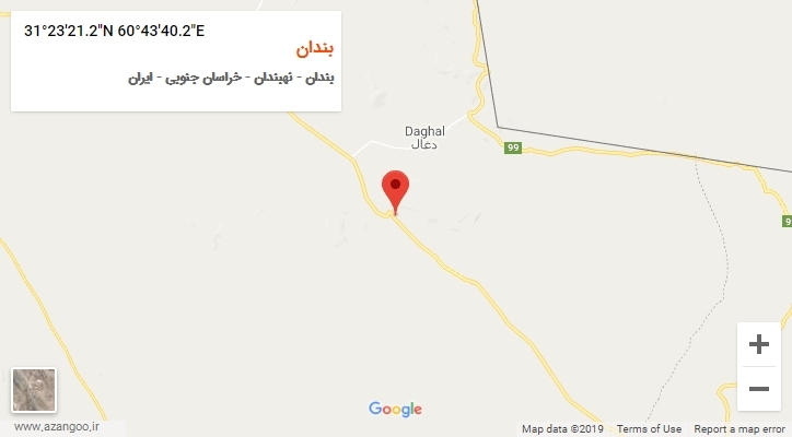 روستای بندان بر روی نقشه