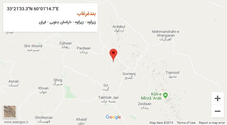 روستای بندغرغاب بر روی نقشه