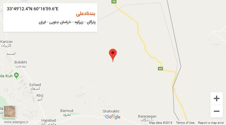 روستای بندنادعلی بر روی نقشه