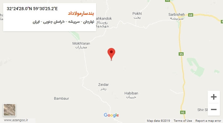 روستای بندسارمولاداد بر روی نقشه