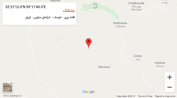 روستای بندشک بر روی نقشه