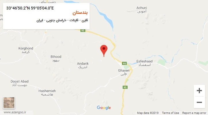 روستای بندستان بر روی نقشه