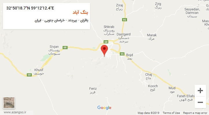 روستای بنگ آباد بر روی نقشه