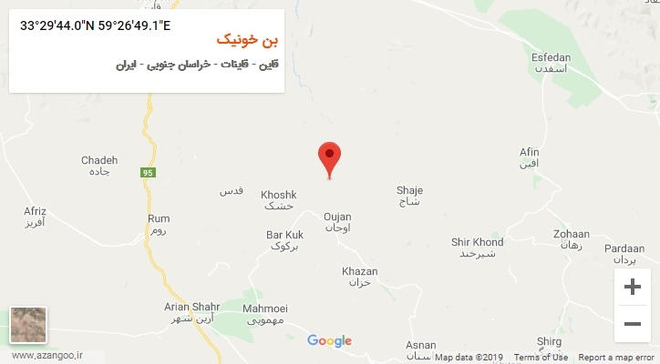 روستای بن خونیک بر روی نقشه