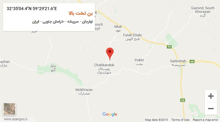 روستای بن تخت بالا بر روی نقشه