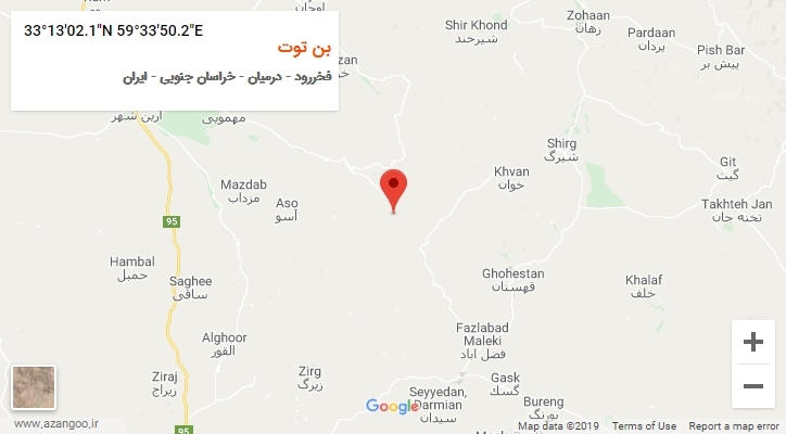 روستای بن توت بر روی نقشه