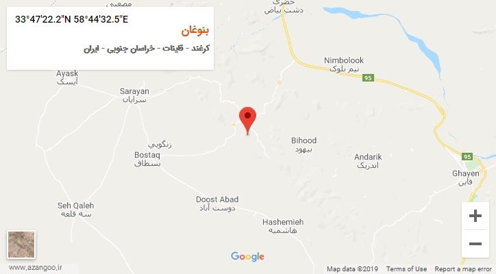 روستای بنوغان بر روی نقشه