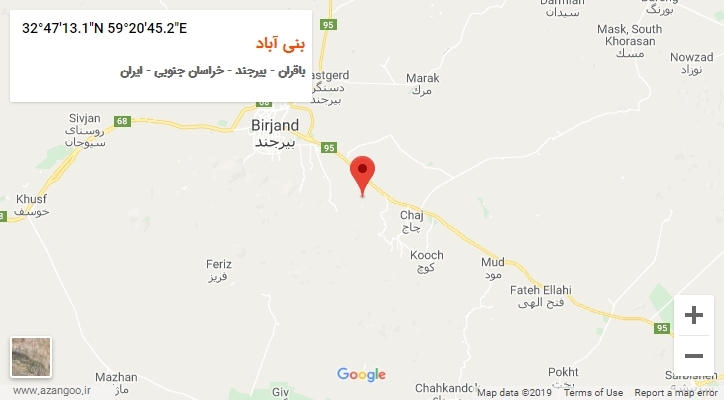 روستای بنی آباد بر روی نقشه