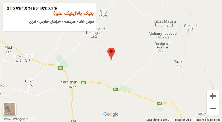 روستای بنیک بالا(بنیک علیا) بر روی نقشه
