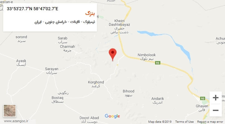روستای بنزگ بر روی نقشه