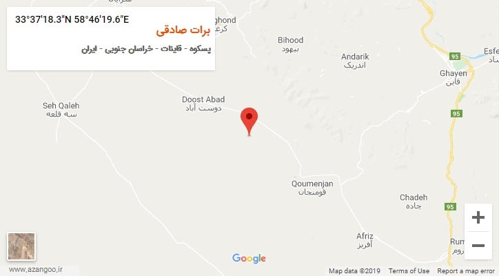 روستای برات صادقی بر روی نقشه