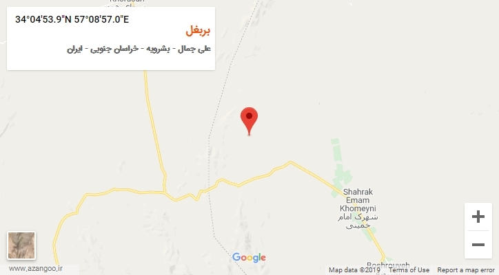 روستای بربغل بر روی نقشه