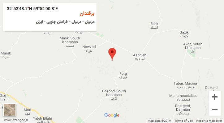 روستای برقندان بر روی نقشه