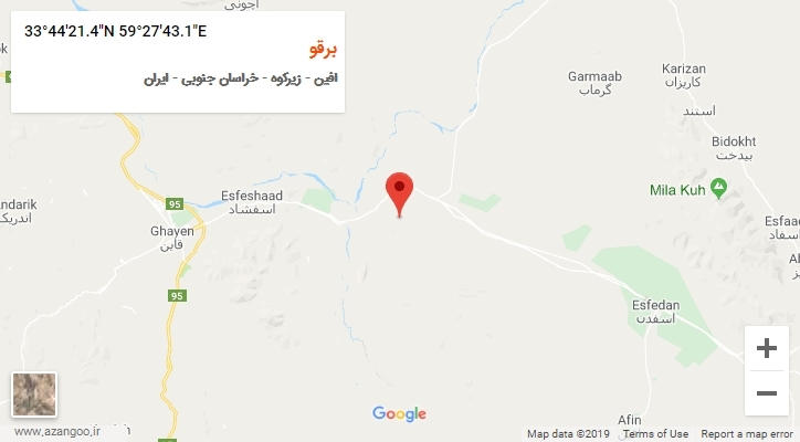 روستای برقو بر روی نقشه