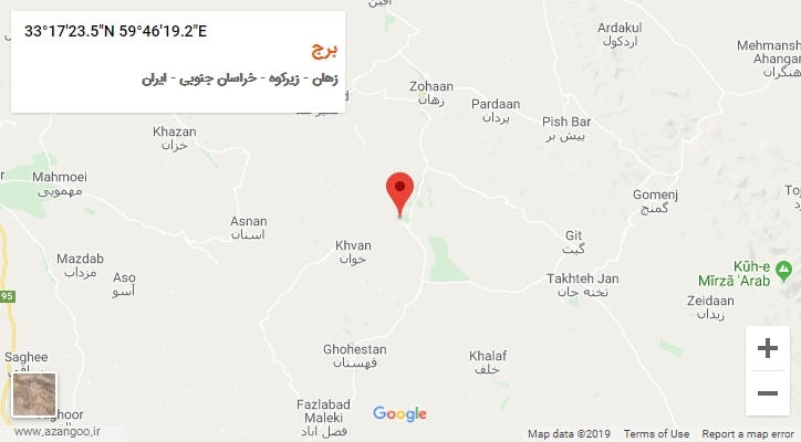روستای برج بر روی نقشه