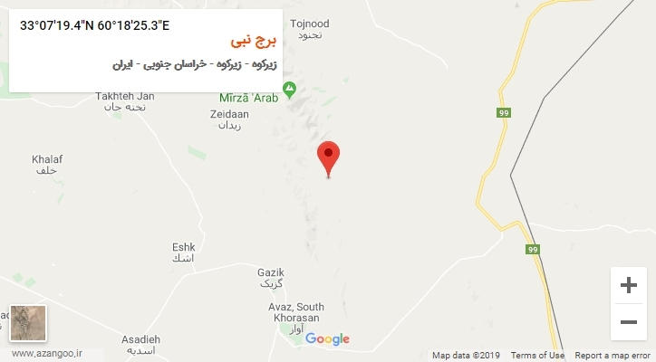 روستای برج نبی بر روی نقشه