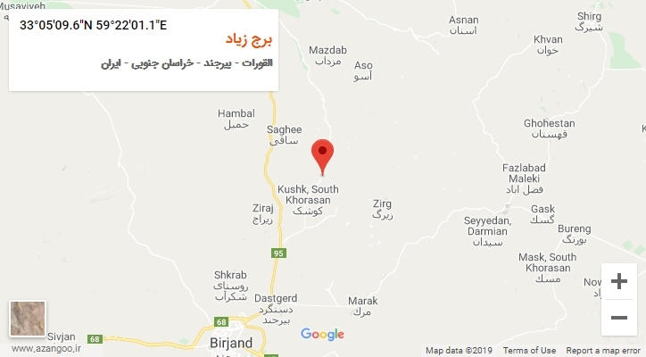 روستای برج زیاد بر روی نقشه