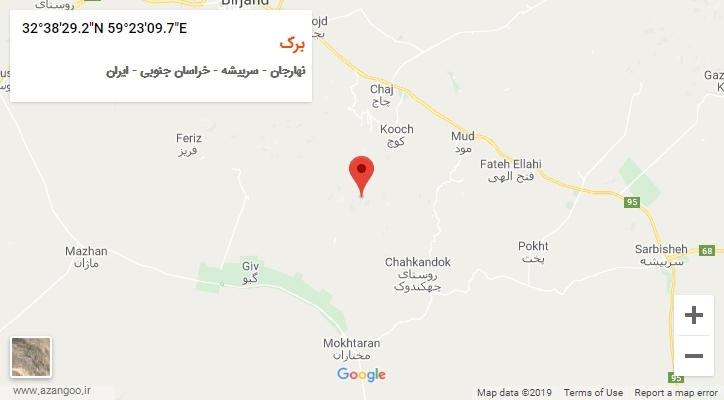 روستای برک بر روی نقشه