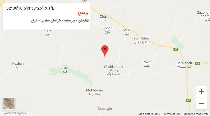 روستای برمنج بر روی نقشه